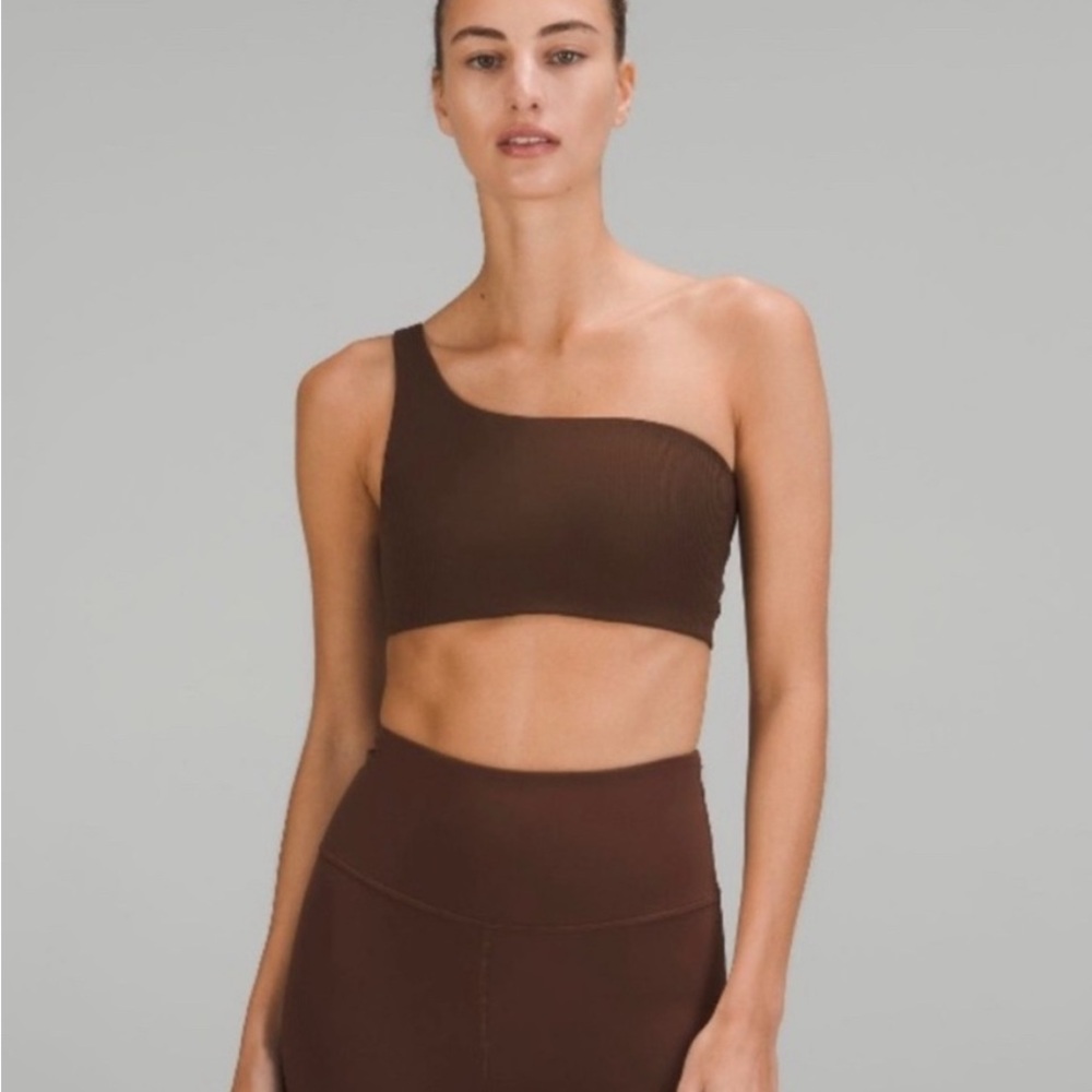 Lululemon Brown Ribbed One-Shoulder Sports Bra